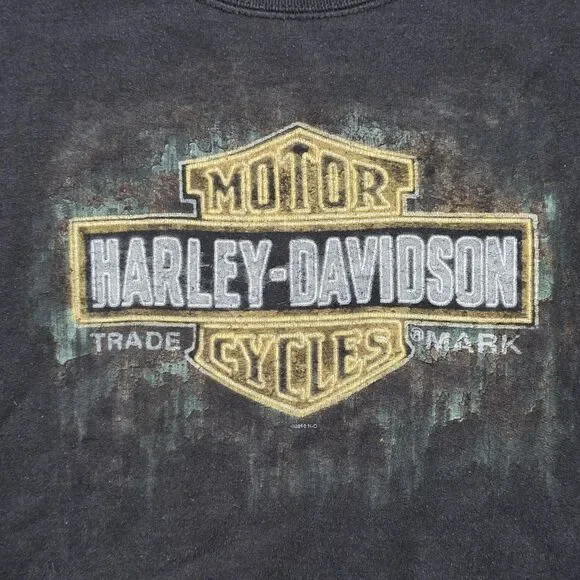 Harley-Davidson Sleeve Hit Sweatshirt‎ Mens Medium Black Crewneck Graphic - Picture 4 of 12